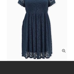 NWT TORRID Navy Lacy Skater Dress